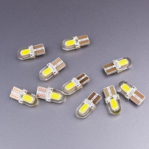 10pcs 12V 4/6/12 SMD LED T10 194 168 W5W COB Led Parking Bulb Auto Wedge Clearance Lamp CANBUS Silica Bright White License Light