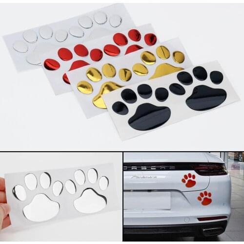 2pcs Car Sticker Car Paw 3D Cartoon Sticker Animal Dog Cat Bear Foot Prints Footprint Decoration Car Whole Body Stickers Decal