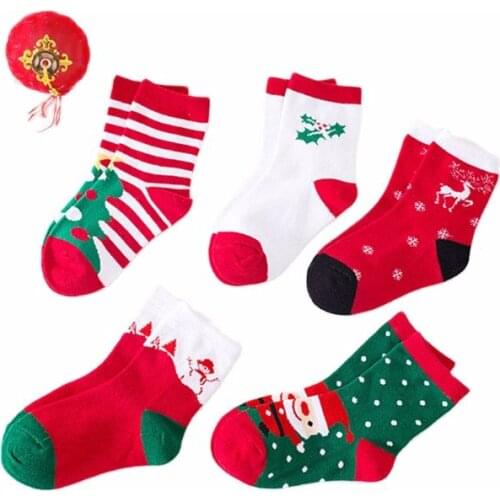 5 pairs thick socks Christmas gift for children in autumn and winter kids socks keep warm cotton baby boys girls