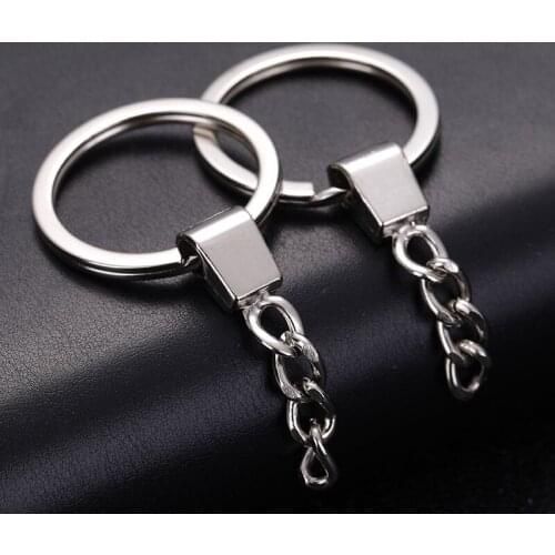 10pcs/lot High Quality 30mm Flat Round Key Ring Chain Rhodium Key Chains Jewelry Findings & Components Supplier