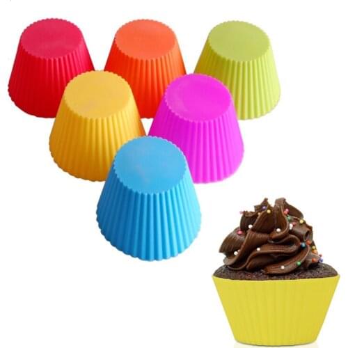 5PcsSilicone Cupcake Liner Baking Cup Mold Muffin Round/Heart Shaped Cake DIY Tool Bakeware Baking Pastry Kitchen Tools
