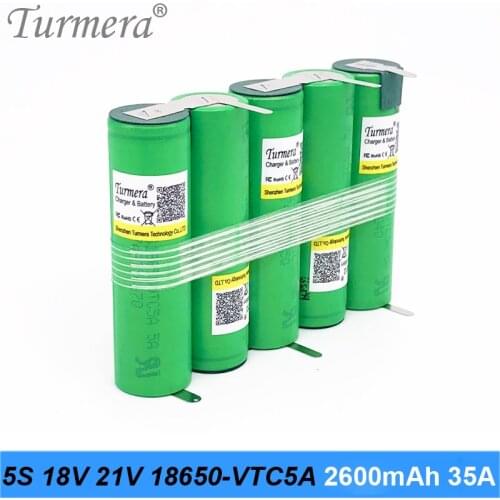5s 18650 vtc5a 2600mah 35a Welding Battery 18v 21v Battery 18650 Pack for Screwdriver Battery and Vacuum Cleaner Customized