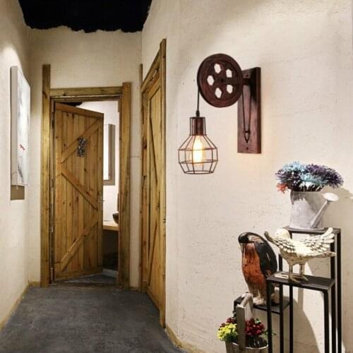 American retro loft restaurant stairs corridor wall lamp retro industrial wrought iron lifting wall lamp LB12061