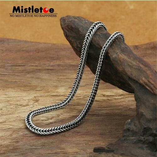 Authentic 100% 925 Sterling Silver Classic Vintage 2.8mm Fox tail Necklace Chain Jewelry For Women Or Men
