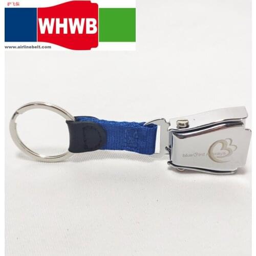 Greece Bluebird airways airline airplane seat belt buckle key chain ring safety seatbelt aircraft cabine crew keyring keychains