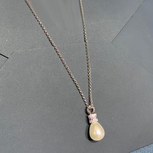 Brand 1:1Fashion Pearl Pendant Adjustable Necklace Micro Cubic Zirconia Stones Women Luxury Brand Party Jewelry