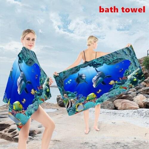 3D Printing Quick Dry Beach Towels Highly Absorbent Soft Bath Towels Muti-functional Swimming Camping Yoga Mats Blanket