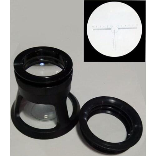 0.01mm Division Cylindrical Magnifier 5x Portable Identification Magnifying Glass Film Detection Patch Loupe with Round Brackets