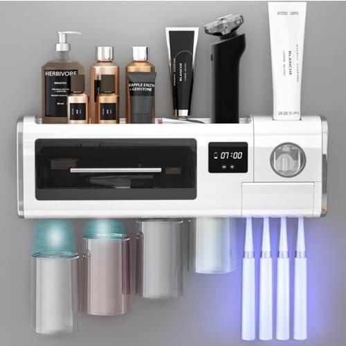 Toothbrush Holder Magnetic Adsorption Inverted Automatic Toothpaste Squeezer Dispenser Storage Rack Bathroom Accessories