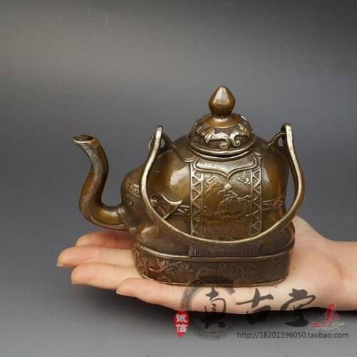 Feng Shui Home Decoration Chinese Brass Elephant Kettle Copper Antique Imitation Tea Pot