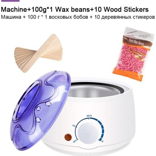 Electric Hair Removal Wax-melt Machine Heater Wax Beans 10pcs Wood Stickers Hair Removal Sets Waxing Kit cera depilatori