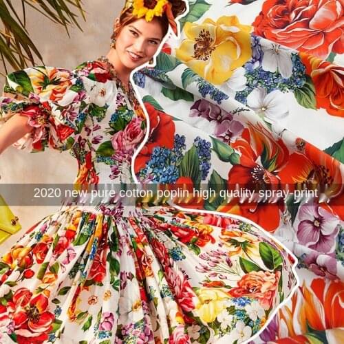 European brand spring/summer new product Italian show field cotton poplin digital inkjet floral printed surface fabric