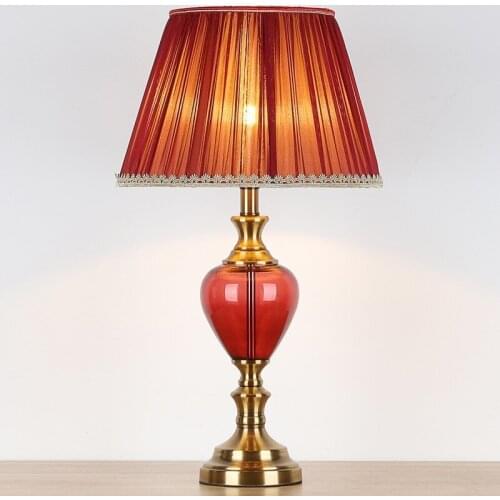 Hotel Model Room Living Room Bedroom Study Bedside Lamp Light Luxury Post-Modern Simple American Glass Wedding Lamp