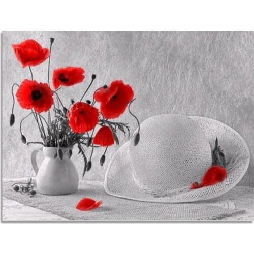 NEW Poppy 30x40 DIY Diamond Painting Cross Stitch Wall Sticker Diamond Embroidery Square Crystal Mosaic Pictures Stickers