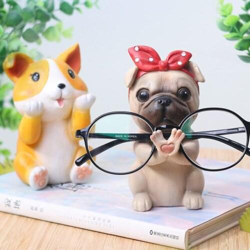 1pc Creative Resin Animal Dog Glasses Rest Storage Office Home Decoration Eyeglasses Seat Holder
