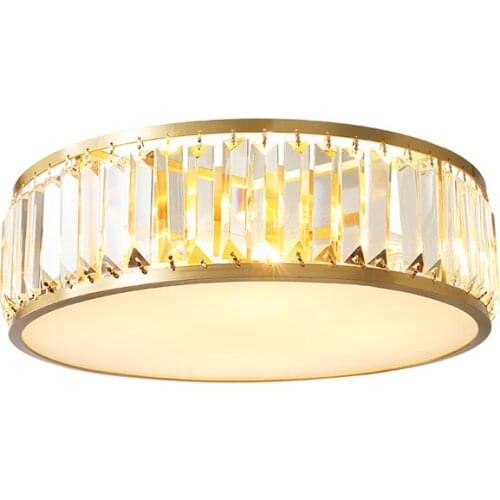 American Style Brass Ceiling Lights Luxury Retro Foyer Bedroom Study Balcony Crystal Lamp Indoor Decoration Lighting E14 Bulbs