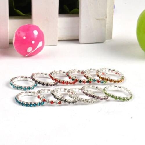 Hot 12Pcs Pack Elastic Crystal Toe Rings Mixed Color Wholesale Lots Body Jewelry