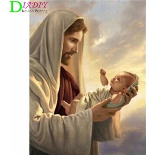 DIY Diamond Painting Full Square Religion Cross stitch 5D Embroidery Diamond Mosaic Icon Jesus Christ Rhinestones Decor Picture