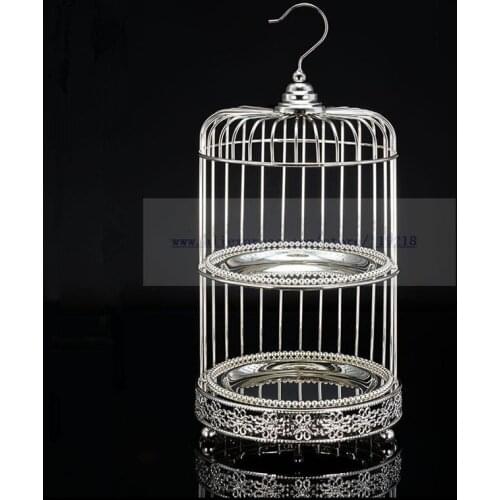 1PCS New silver plated double-decker afternoon tea snack rack bird cage West Point dessert rack tea break