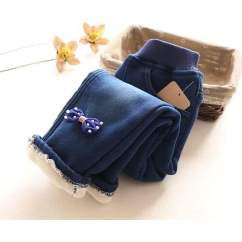 New Arrival Winter Baby Girls Denim Jeans Girls Thick Warm Jeans Kids High Quality Winter Trousers Child Warm Long Pants