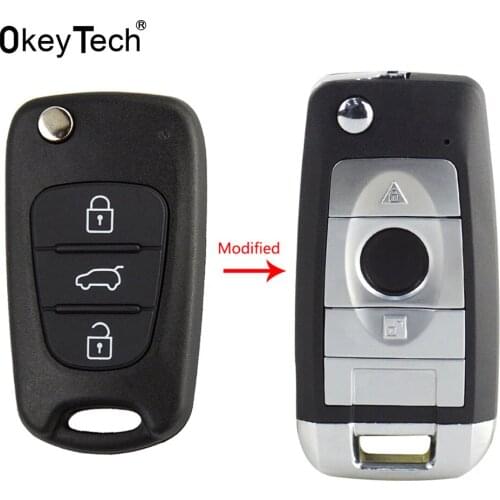 OkeyTech Flip Folding Modified 3 Buttons Remote Car Key Shell For Hyundai Accent l20 I30 IX35 Elantra Avante Auto Key Case Cover
