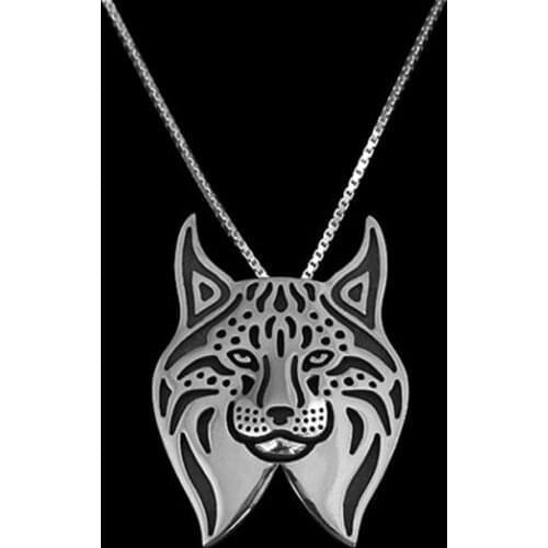 Lynx Pendant Necklace with black Enamel Hunger Games Women Best Friend Choker