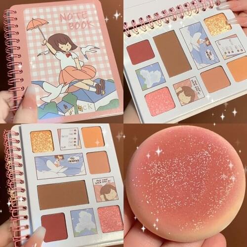 Cute Comic Diary Eyeshadow Notebook Six-color Eyeshadow Palette 6-color Matte Eye Palette Eye Makeup Palette Natural Color