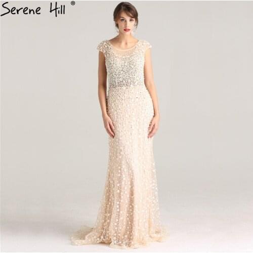 Pearlst Crystal Sleeveless Luxury Sexy Evening Gowns Elegant Fashion Mermaid Tulle Evening Dress Real Photo LA6222
