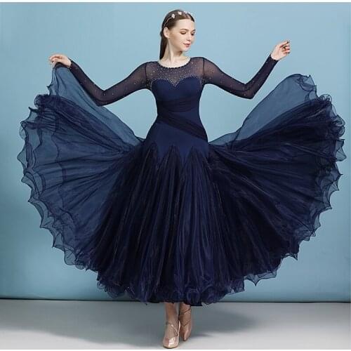 H2583 Women Adult Modern Ballroom Dance Dress Diamond Performance Costumes Female National Standard Dance Show Big Swing Wear