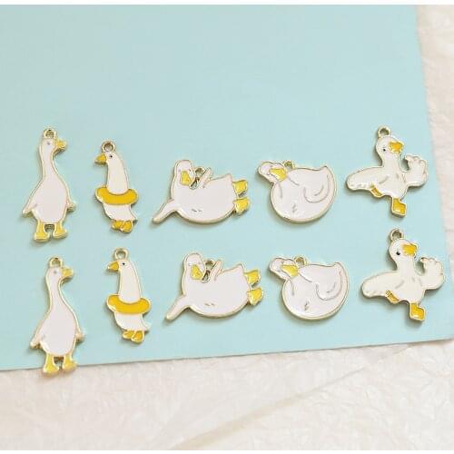 Zinc Alloy Enamel Animal Goose Duck Charms Pendant 10pcs/lot For DIY Fashion Pendant Earrings Jewelry Making Accessories