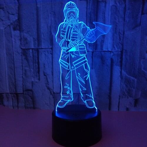 Firefighters 3D Night Light Acrylic USB Colorful Remote Touch Atmosphere Lamp Mood light Table 3D Illusion lamp