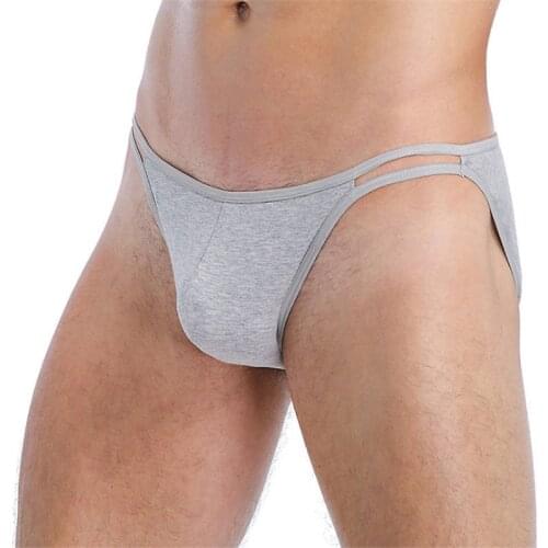 Grey And Black Mens Briefs Sexy Sling Design Man Natural Fit & Wear-Resistant Panties Large Shorts Size L-4XL