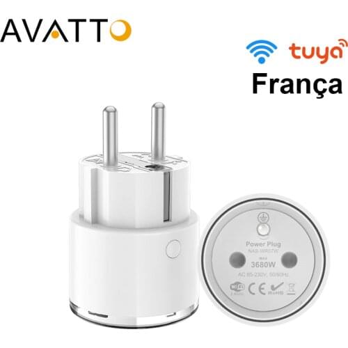 AVATTO 16A /3680W France Standard WiFi Smart Plug with Power Monitor,Mini Smart Socket Outlet Works with Google Home, Alexa echo