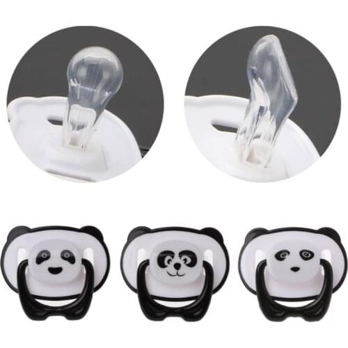 Cute Panda Nipple Dummy Pacifier Baby Food Grade PP Silicone Soother Toddler Orthodontic Nipples with Ring Teether Baby Pacifier