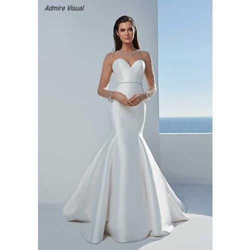 Wedding Dress Mermaid Sweetheart Neckline Sleeveless Stain 2 in 1 Beading Floor-Length With For Party Bride Gown