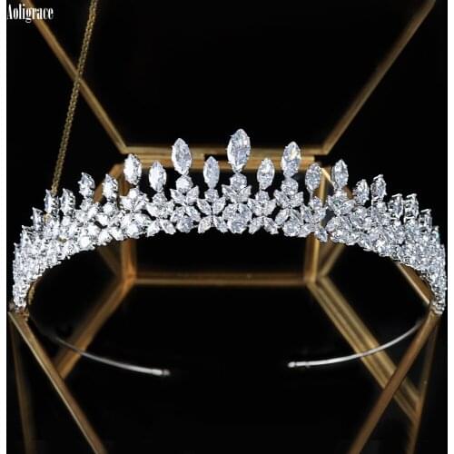 Women 5A Level Full Cubic Zirconia Small Tiaras CZ Zircon Wedding Crowns Prom Pageant Diadem Bridal Hair Jewelry Accessories