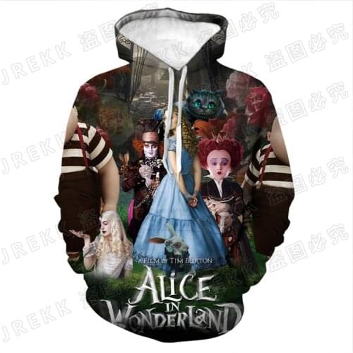 Alice in Wonderland Hoodies Men Women Children Fashion 3D Print Sweatshirts Boy Girl Kids Pullover Long Sleeve Coat Clothing