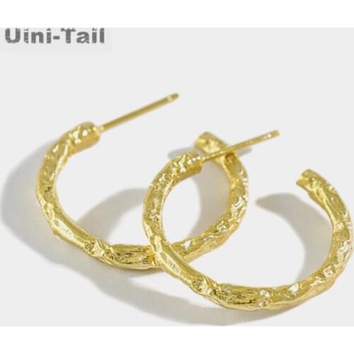 Uini-Tail new design hot 925 sterling silver irregular concave-convex semicircular earrings fashion personality trend dynamic