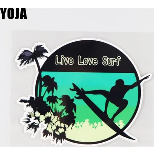YOJA 14X10.9CM Live Love Surf Vinyl Decal Decor Car Sticker Modern Creative Cartoon 19A-0063