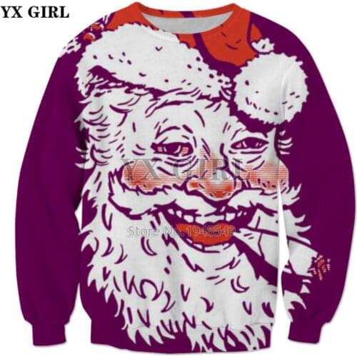 YX GIRL Drop shipping 2018 Christmas New Fashion Long sleeve sweatshirt Santa Claus Print 3d Mens Womens Casual pullover