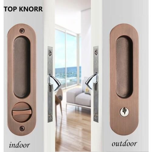 Barn wood furniture with key sliding door lock handle anti-theft double door hardware latch lock, hardware