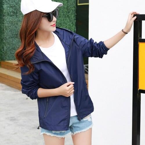 Women Hooded Jackets 2021 Summer Causal Fashion Women Basic Jackets Coats windbreaker Zipper Lightweight Jackets Bomber Famale