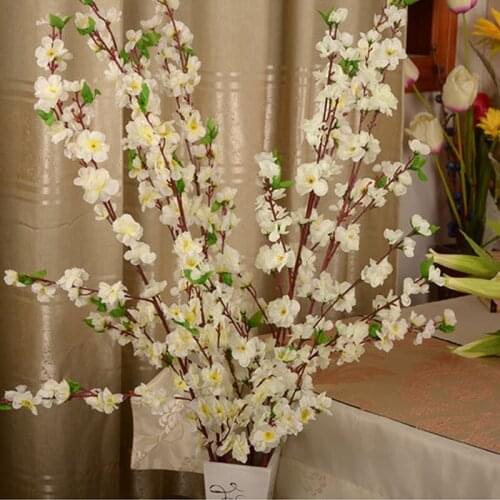 125CM Artificial Cherry Spring Plum Peach Blossom Branch Silk Flower Tree For Wedding Party Decoration 100pcs/lot Free Shipping