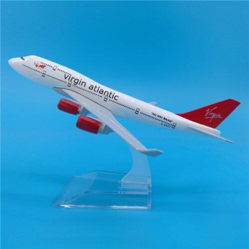 16CM Diecast 1/400 Scale Airplane B747 747 With Base Alloy Aircraft Plane Toy Virgin Atlantic B747-400 Plane Model Toys Gifts