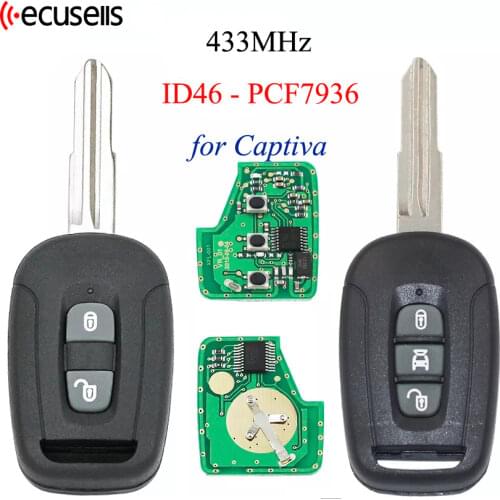 2/3 Buttons Remote Key Fob 433MHZ 7936 Chip ID46 for Chevrolet Captiva 2008-2013