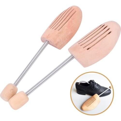 2Pcs Wood Anti-Deformation Anti-Wrinkle Women Men Shoe Keeper With Spring Column 45 46 Hotel Shoe Stereotype Shoe Support