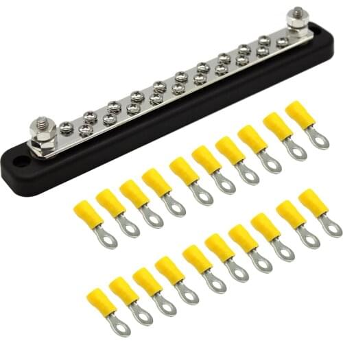 20 Screw Terminal Ground Distribution Block kits Line Buss Bar DC 150A AC 130A Automotive Electronics Accessories