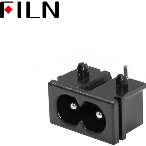 250V 2.5A IEC320 C8 AC Power Socket Male 2 Pins Inlet Connector Socket Panel Embedded