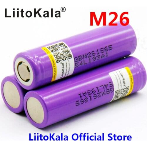 3pcs 100% original LiitoKala for M26 18650 2600mah 10A ICR18650 m26 2600mAh 3.7v charge 18650 for flashlight power bank