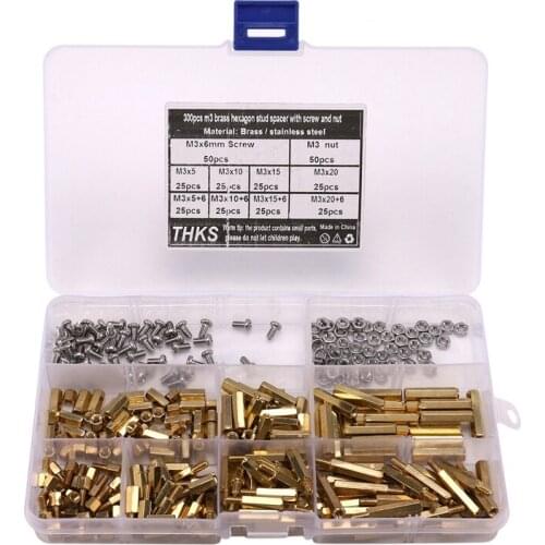 300Pcs M3 Copper Male Female Hex Standoff Pillar Board Mount PCB Hexagon Motherboard Spacer Bolt Screw Nut Set Assortment Kit